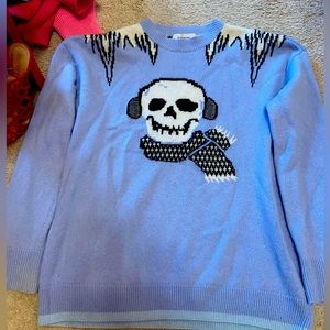 Coach skull ski sweater light blue